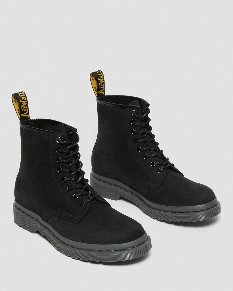 Dr Martin Martens 1460 Mono Milled Nubuck Leather Lace Up Boots (Milled Nubuck Wp) Boots Black | SU22-U9RX