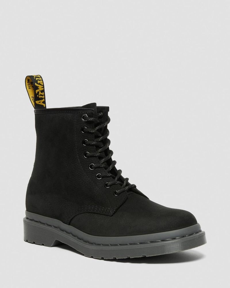 Dr Martin Martens 1460 Mono Milled Nubuck Leather Lace Up Boots (Milled Nubuck Wp) Boots Black | SU22-U9RX