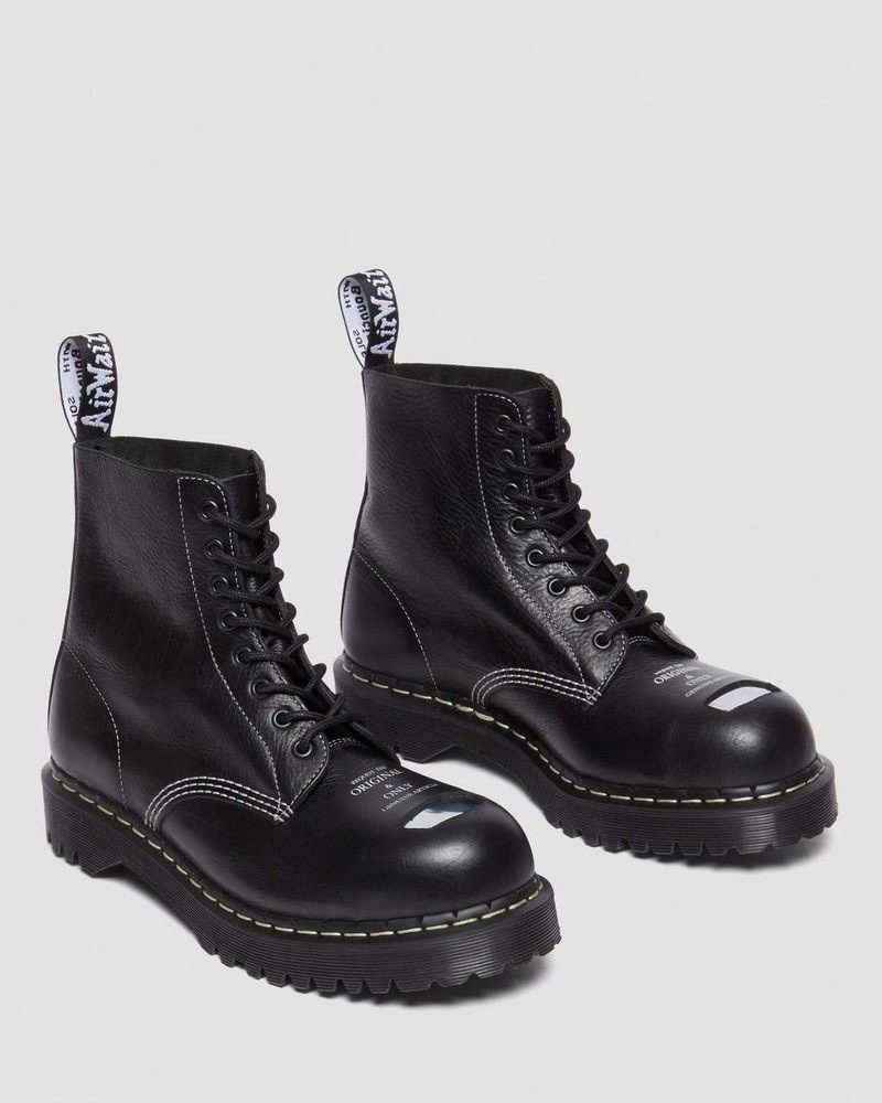 Dr Martin Martens 1460 Pascal Bex Exposed Steel Toe Lace Up Boots (Overdrive) Boots Black | LH69-R3QY