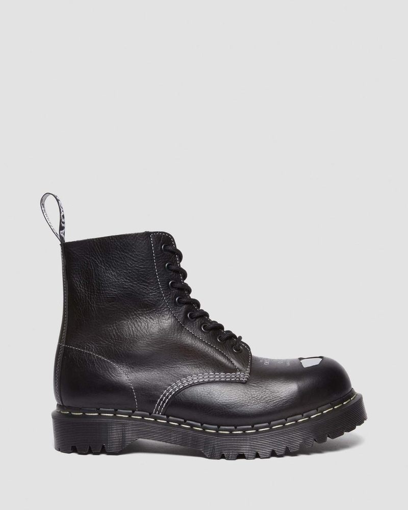 Dr Martin Martens 1460 Pascal Bex Exposed Steel Toe Lace Up Boots (Overdrive) Boots Black | LH69-R3QY