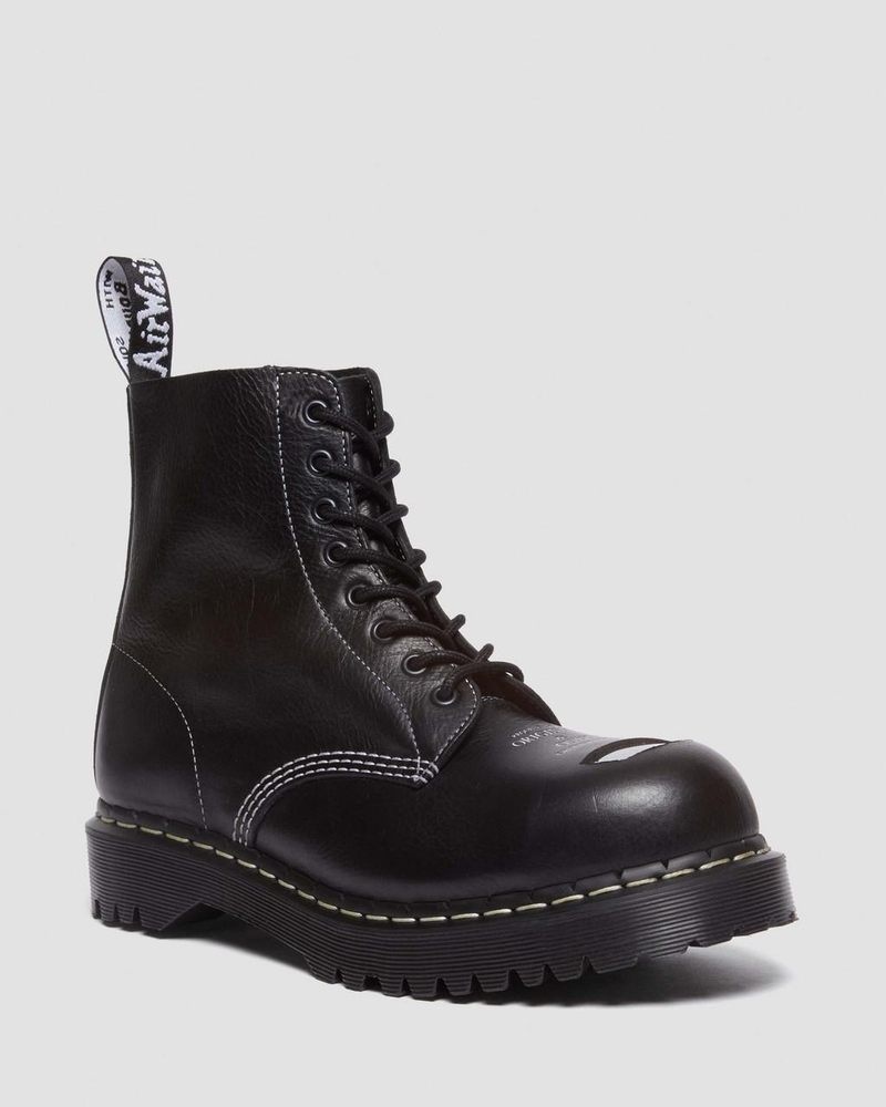 Dr Martin Martens 1460 Pascal Bex Exposed Steel Toe Lace Up Boots (Overdrive) Boots Black | LH69-R3QY