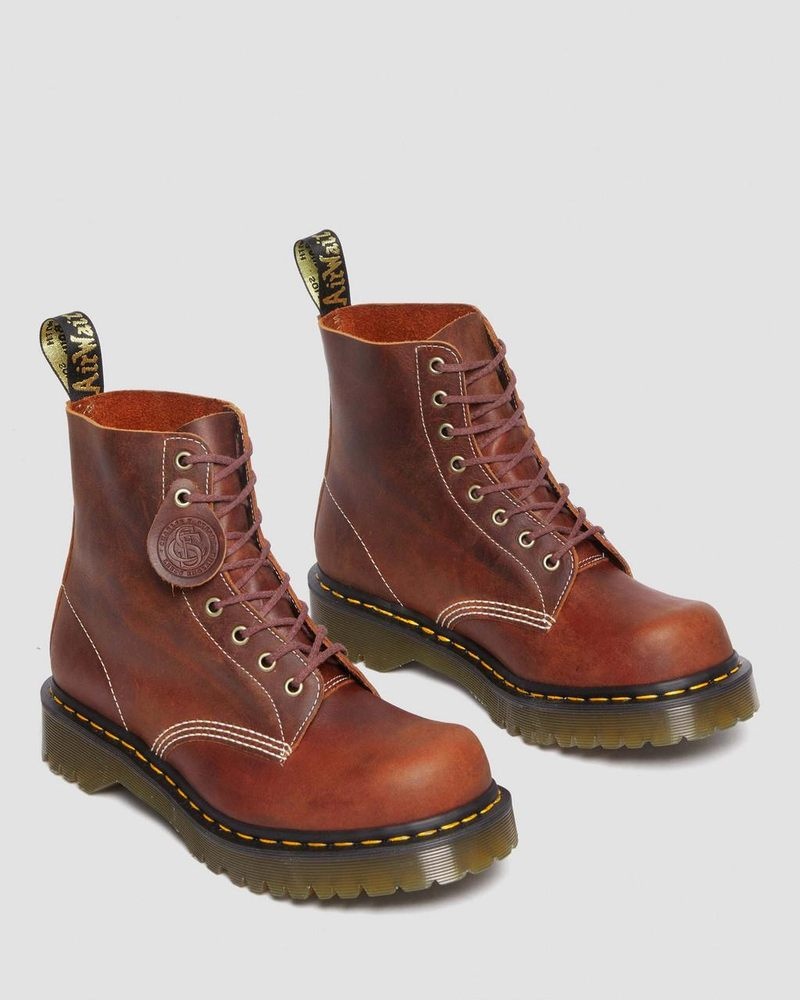 Dr Martin Martens 1460 Pascal Made in England Heritage Leather Lace Up Boots Boots Heritage Tan | TG57-N7SA