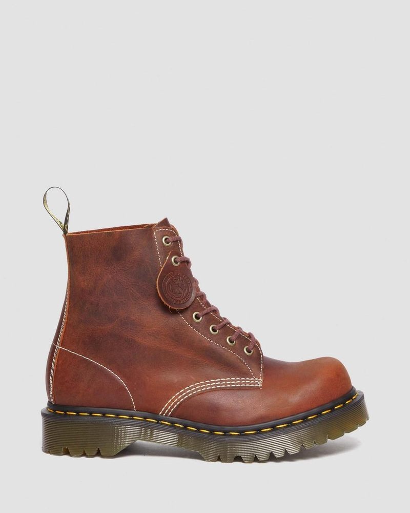 Dr Martin Martens 1460 Pascal Made in England Heritage Leather Lace Up Boots Boots Heritage Tan | TG57-N7SA