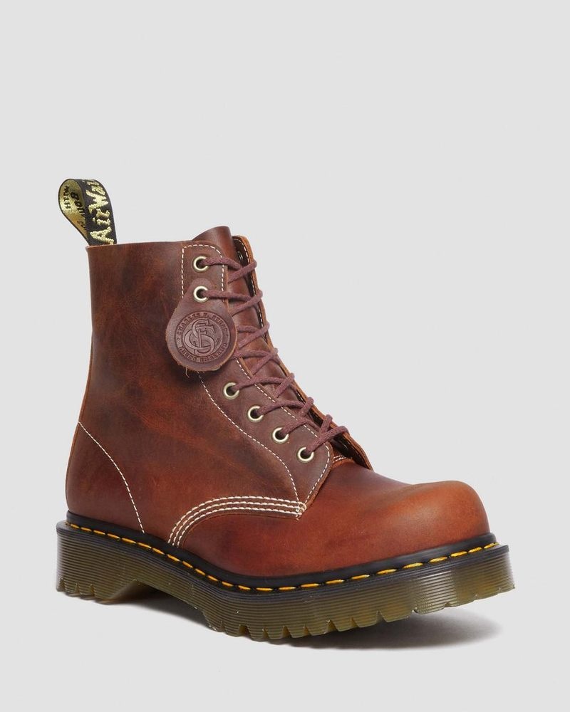 Dr Martin Martens 1460 Pascal Made in England Heritage Leather Lace Up Boots Boots Heritage Tan | TG57-N7SA