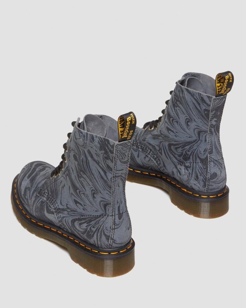 Dr Martin Martens 1460 Pascal Marbled Suede Lace Up Boots (Marbled Suede) Boots Black / Grey | VC67-L0DT