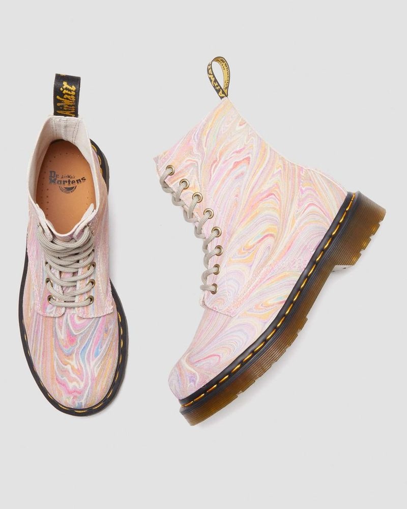 Dr Martin Martens 1460 Pascal Marbled Suede Lace Up Boots (Marbled Suede) Boots Pink / Orange | NN85-Q6OD