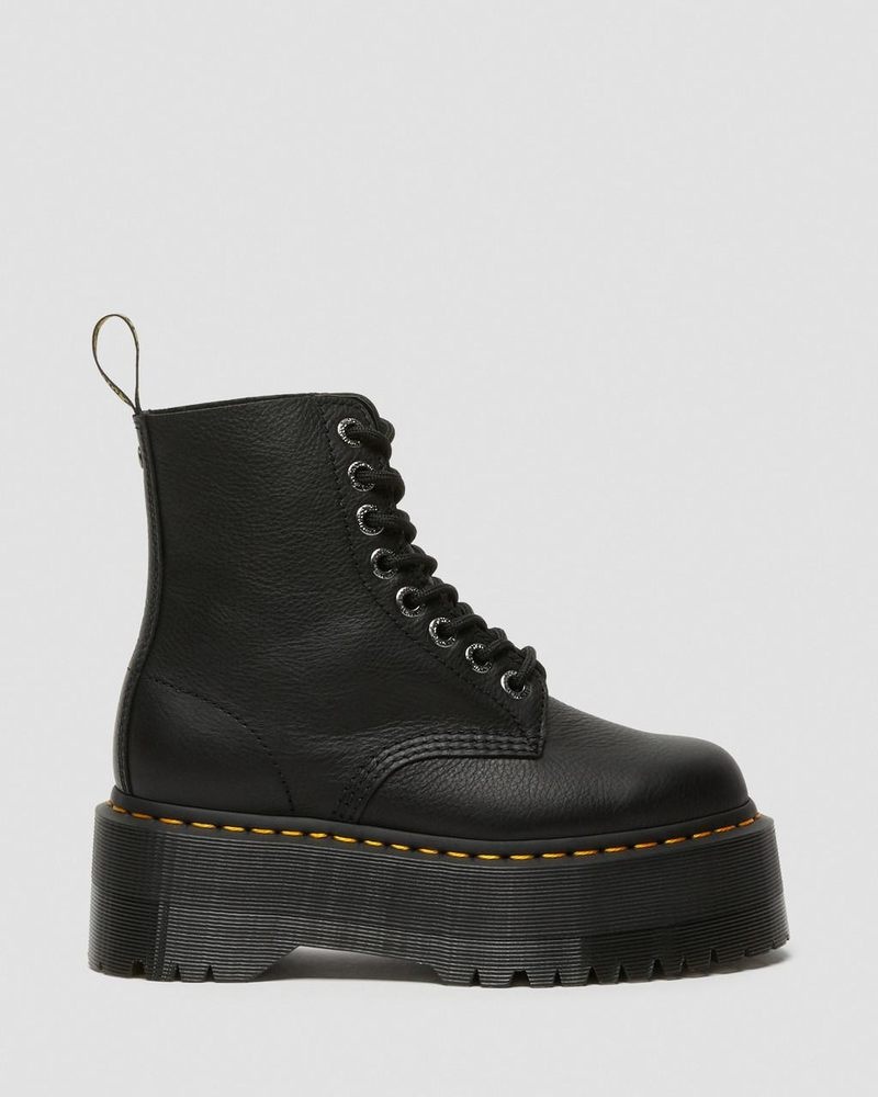 Dr Martin Martens 1460 Pascal Max Leather Platform Boots (Pisa) Platforms Boots Black | HZ42-G6ZL