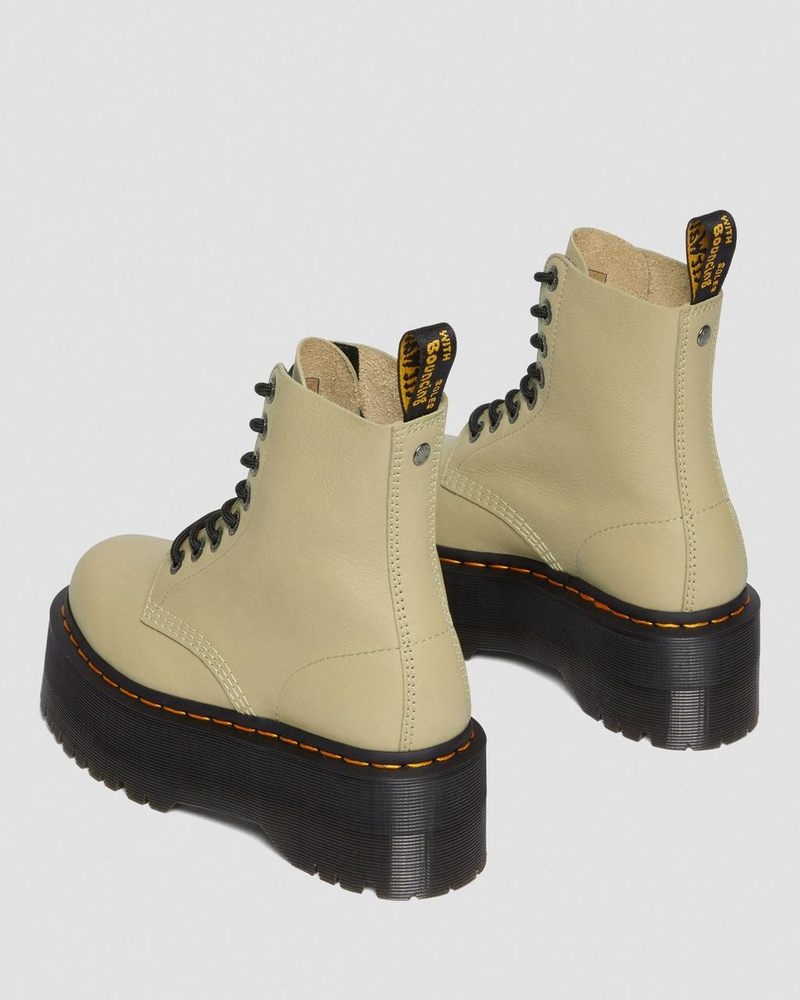 Dr Martin Martens 1460 Pascal Max Leather Platform Boots (Pisa) Boots Pale Olive | CC26-E4VD