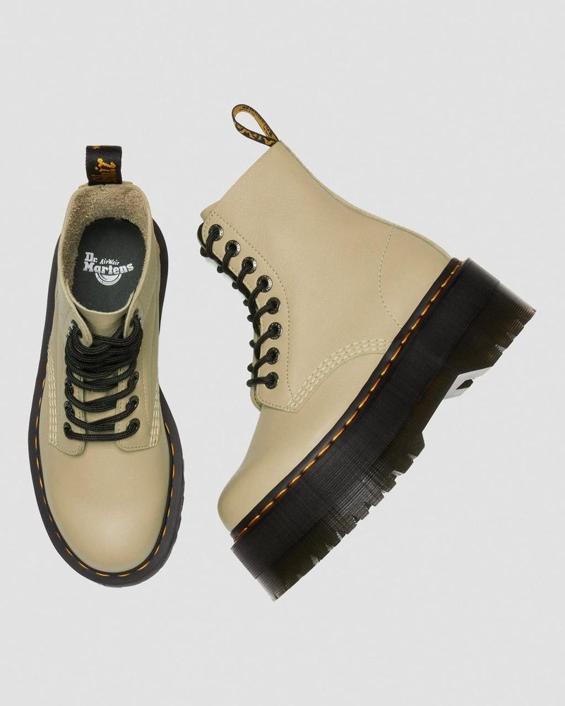 Dr Martin Martens 1460 Pascal Max Leather Platform Boots (Pisa) Boots Pale Olive | CC26-E4VD