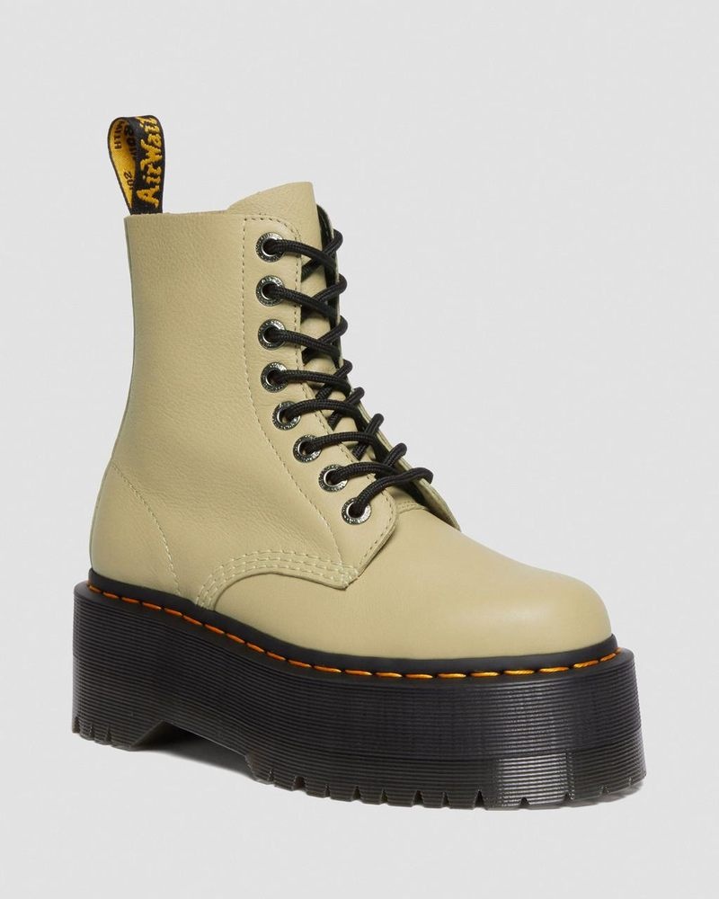 Dr Martin Martens 1460 Pascal Max Leather Platform Boots (Pisa) Boots Pale Olive | CC26-E4VD