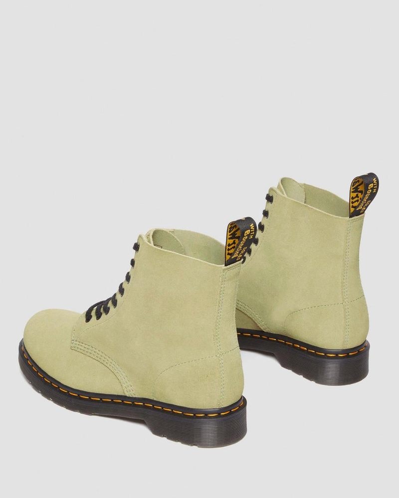 Dr Martin Martens 1460 Pascal Suede Lace Up Boots (E H Suede+E H Suede Mb) Boots Pale Olive | YM71-M7OW