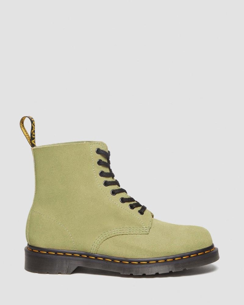 Dr Martin Martens 1460 Pascal Suede Lace Up Boots (E H Suede+E H Suede Mb) Boots Pale Olive | YM71-M7OW