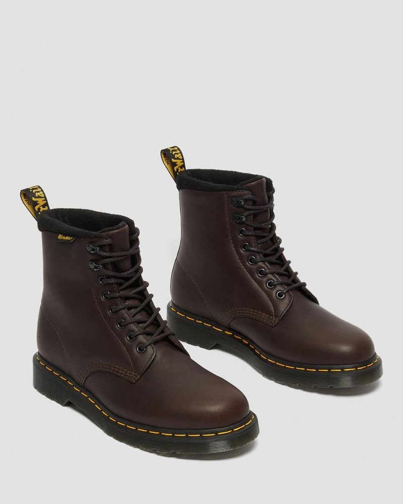 Dr Martin Martens 1460 Pascal Warmwair Leather Lace Up Boots (Valor Wp) Boots Dark Brown | YK14-X7MI