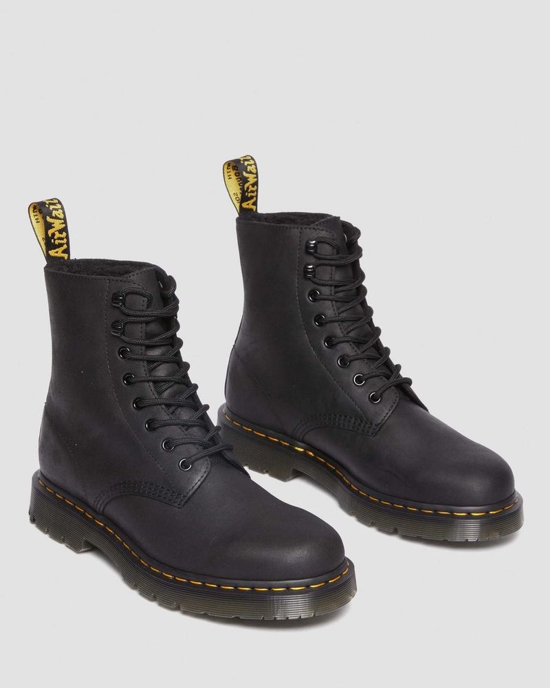 Dr Martin Martens 1460 Pascal Wintergrip Outlaw Leather Lace Up Boots (Outlaw) Boots Black | AZ28-S1ZI