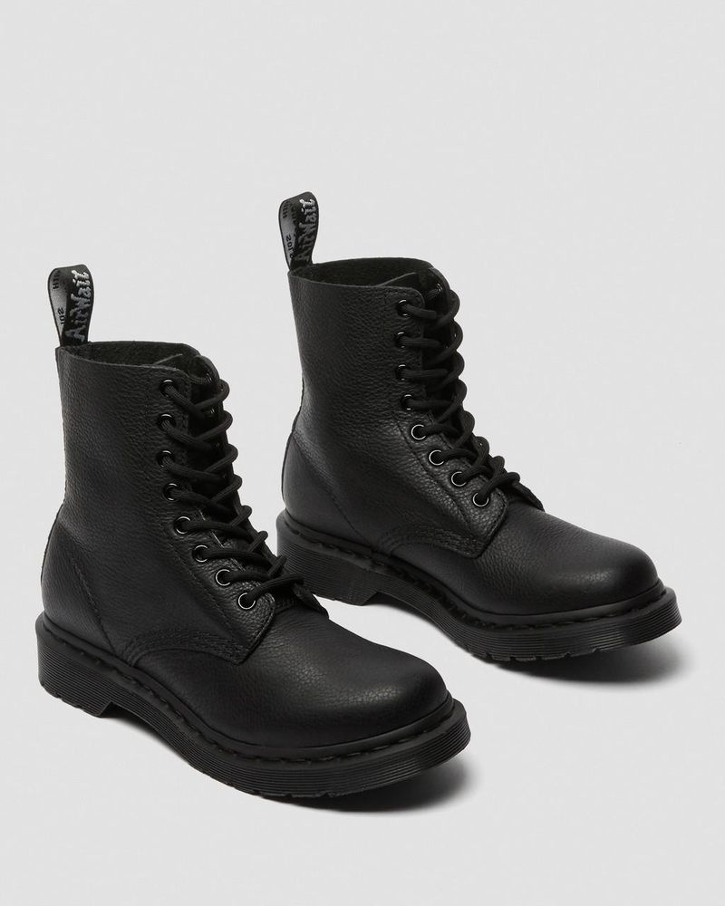 Dr Martin Martens 1460 Pascal - Mono Lace Up Boots (Virginia) Boots Black | ER71-H4UH