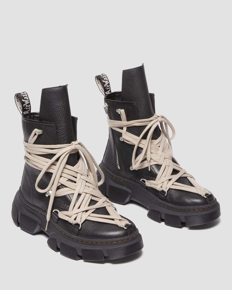 Dr Martin Martens 1460 Rick Owens DMXL Megalace Leather Lace Up Boots (Lunar) Boots Black | VQ03-A0KJ