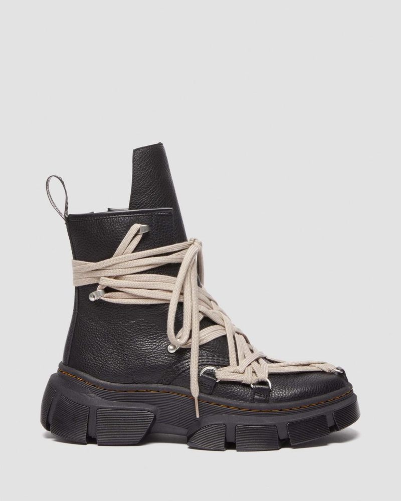 Dr Martin Martens 1460 Rick Owens DMXL Megalace Leather Lace Up Boots (Lunar) Boots Black | VQ03-A0KJ