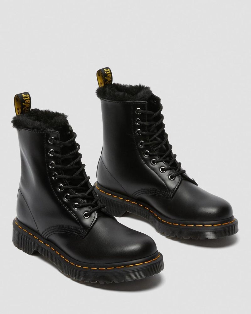 Dr Martin Martens 1460 Serena Faux Fur Lined Lace Up Boots (Atlas) Boots Dark Grey | RP32-L2ZM