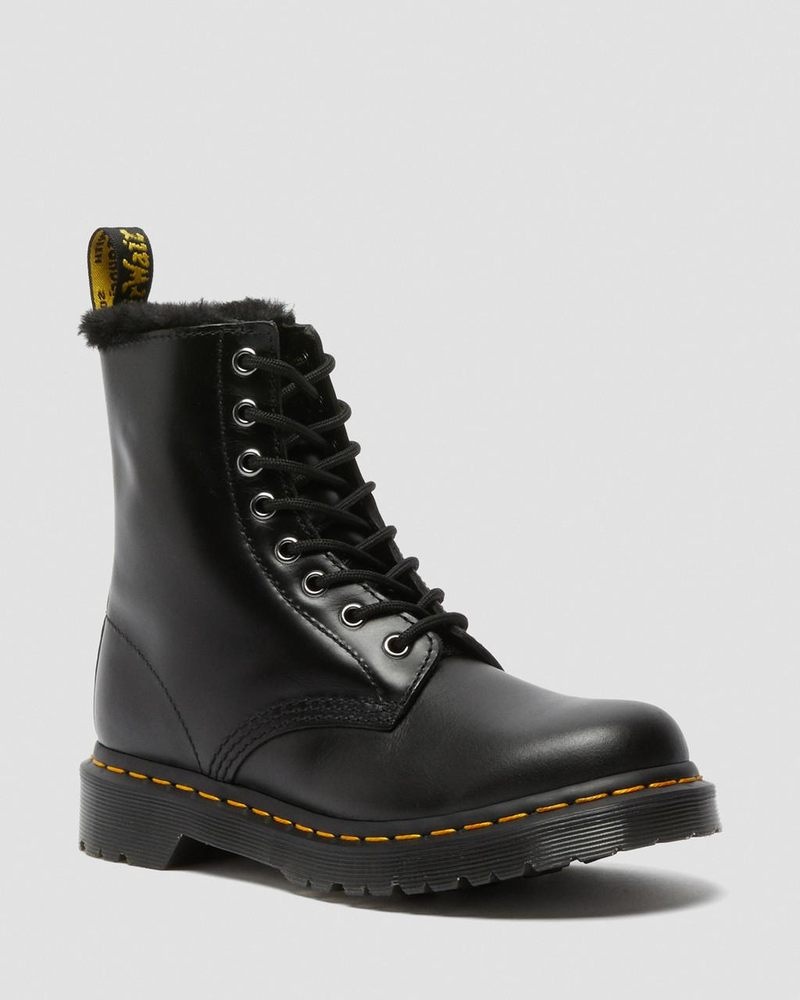 Dr Martin Martens 1460 Serena Faux Fur Lined Lace Up Boots (Atlas) Boots Dark Grey | RP32-L2ZM