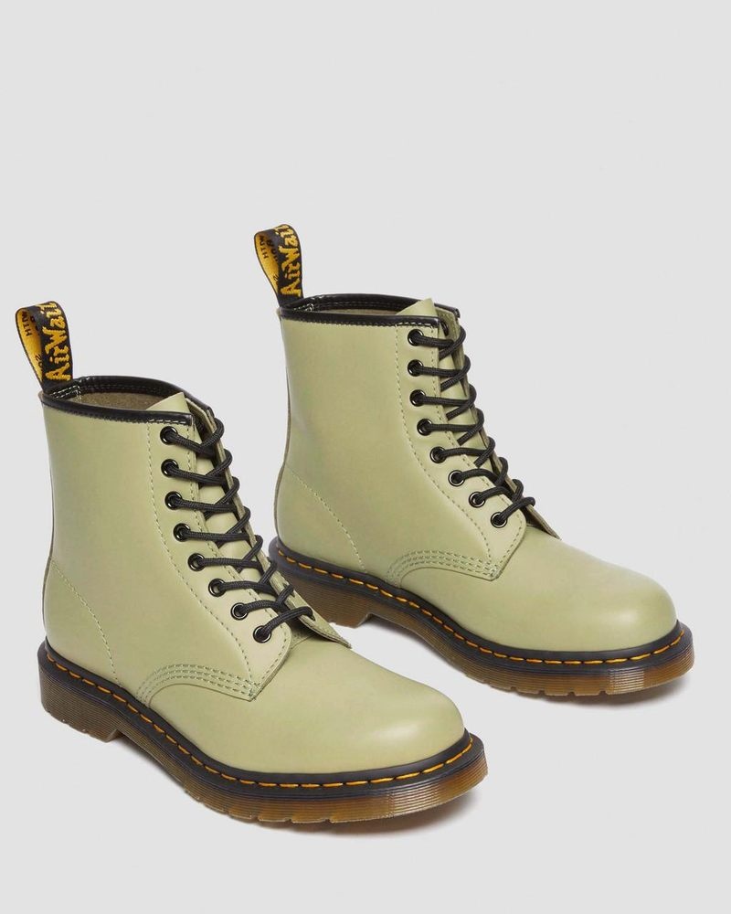 Dr Martin Martens 1460 Smooth Leather Lace Up Boots (Smooth Leather) Boots Pale Olive | XC67-Q7TB