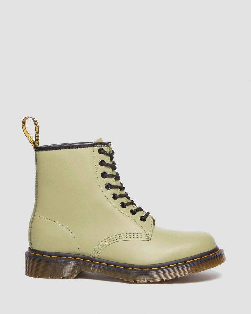 Dr Martin Martens 1460 Smooth Leather Lace Up Boots (Smooth Leather) Boots Pale Olive | XC67-Q7TB