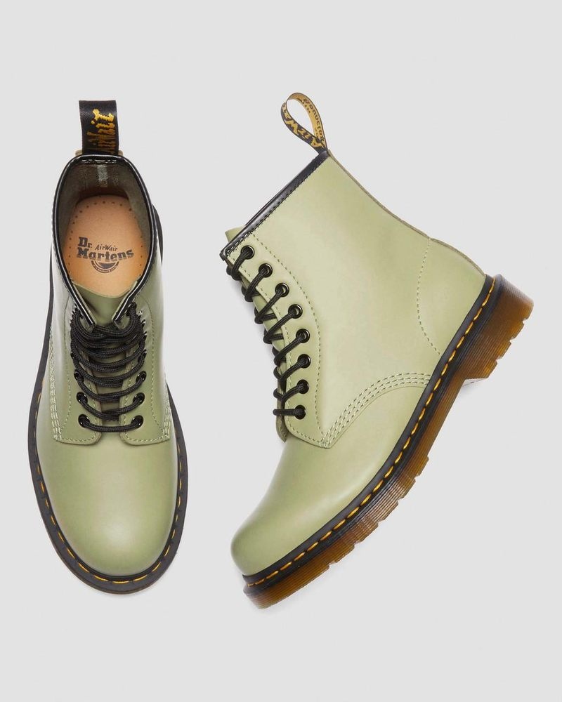 Dr Martin Martens 1460 Smooth Leather Lace Up Boots (Smooth Leather) Boots Pale Olive | XC67-Q7TB