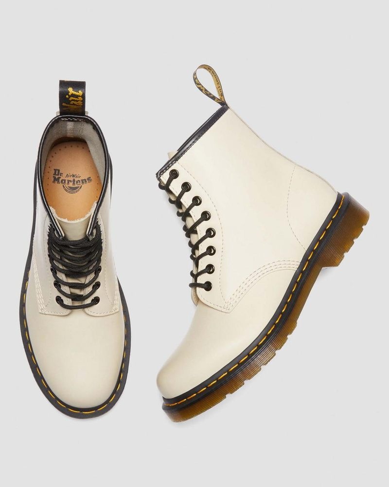 Dr Martin Martens 1460 Smooth Leather Lace Up Boots (Smooth Leather) Boots Parchment Beige | RY81-A9FP