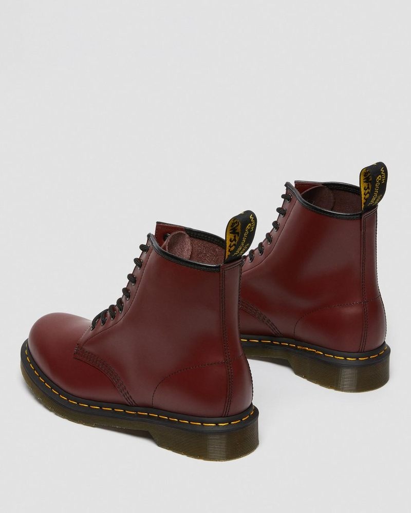 Dr Martin Martens 1460 Smooth Leather Lace Up Boots (Smooth Leather) Boots Cherry Red | MF58-T2TU