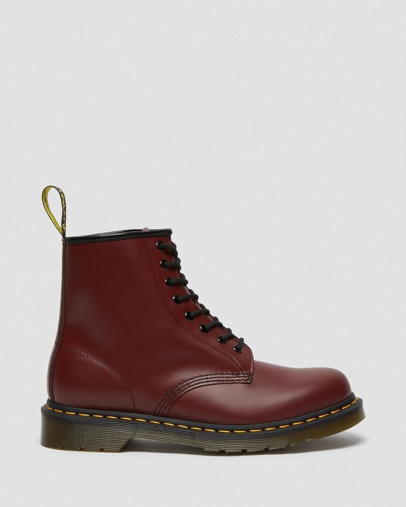 Dr Martin Martens 1460 Smooth Leather Lace Up Boots (Smooth Leather) Boots Cherry Red | MF58-T2TU