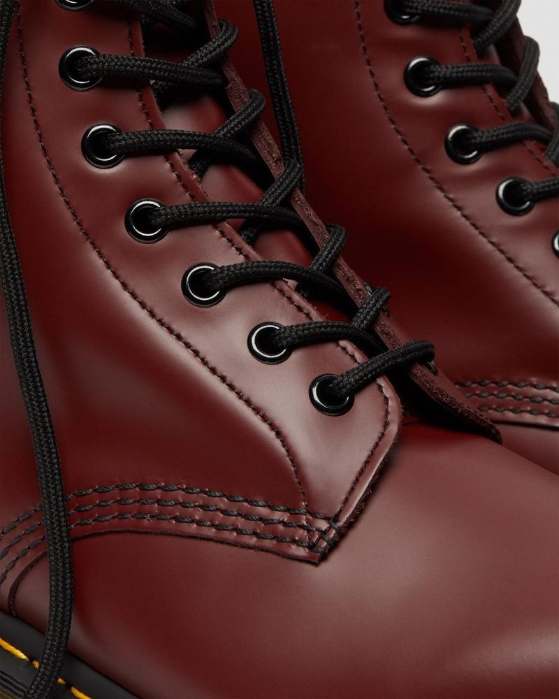 Dr Martin Martens 1460 Smooth Leather Lace Up Boots (Smooth Leather) Boots Cherry Red | MF58-T2TU