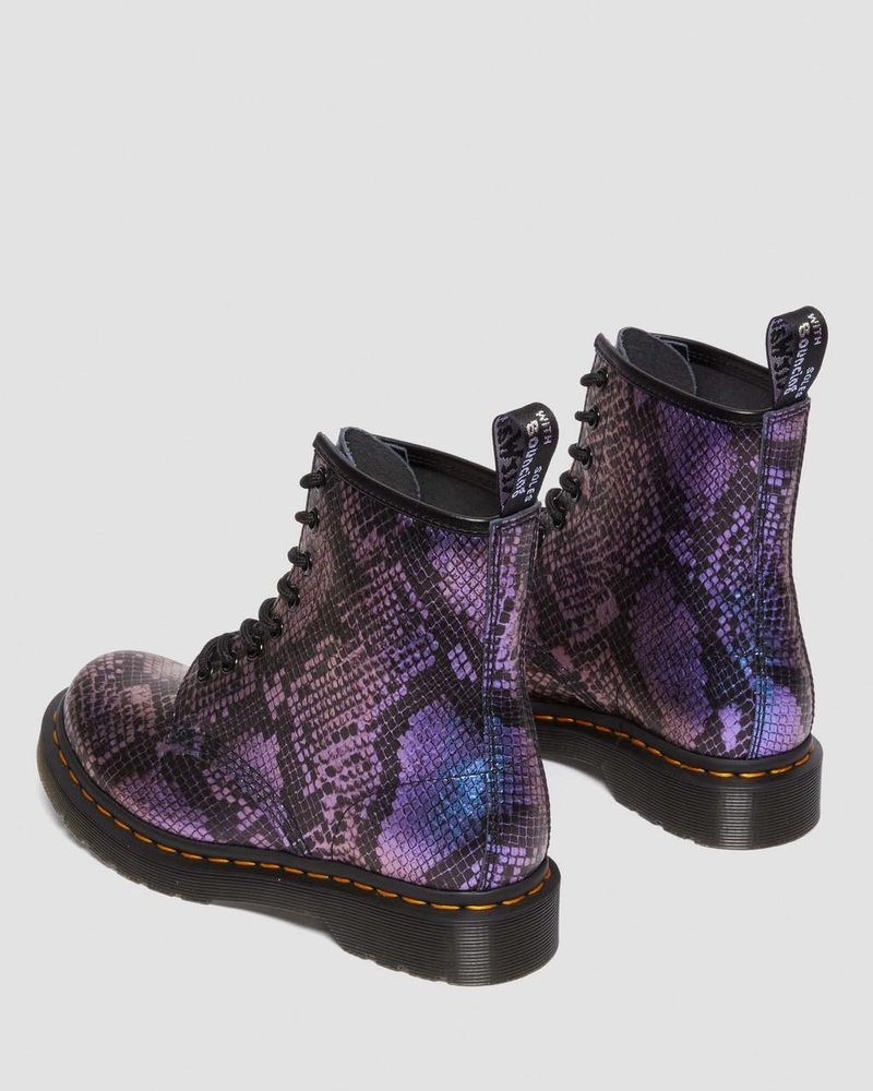 Dr Martin Martens 1460 Snake Print Emboss Leather Lace Up Boots (Viper Croc Emboss) Boots Black / Multi | KA90-P9GJ