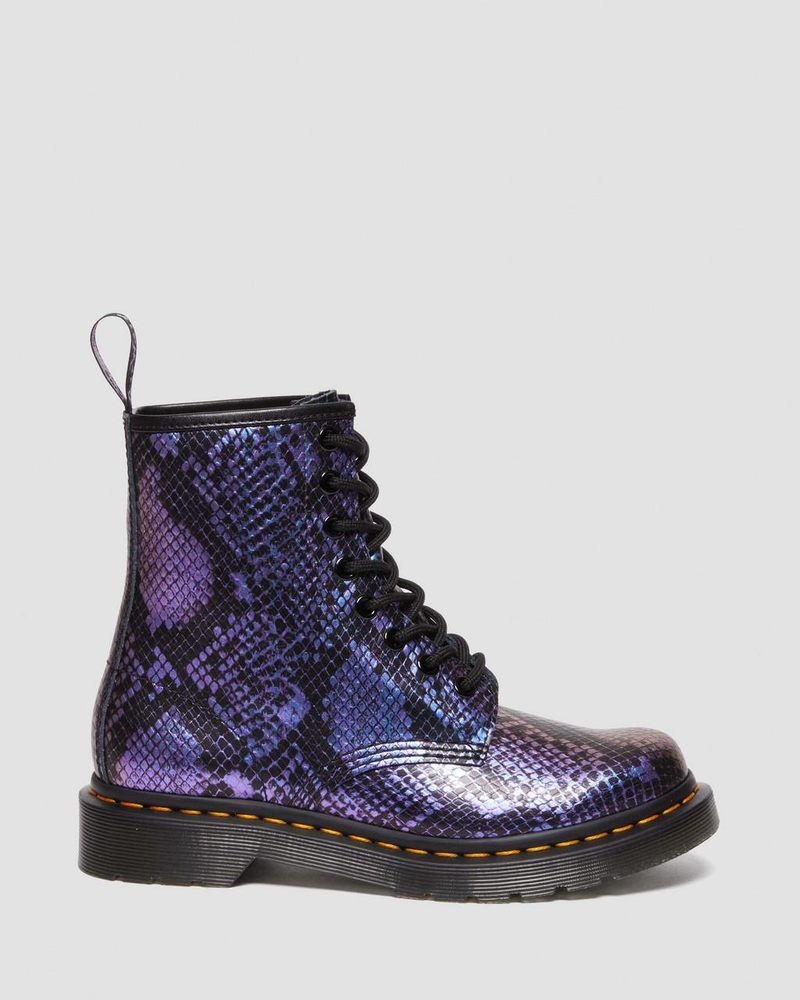 Dr Martin Martens 1460 Snake Print Emboss Leather Lace Up Boots (Viper Croc Emboss) Boots Black / Multi | KA90-P9GJ