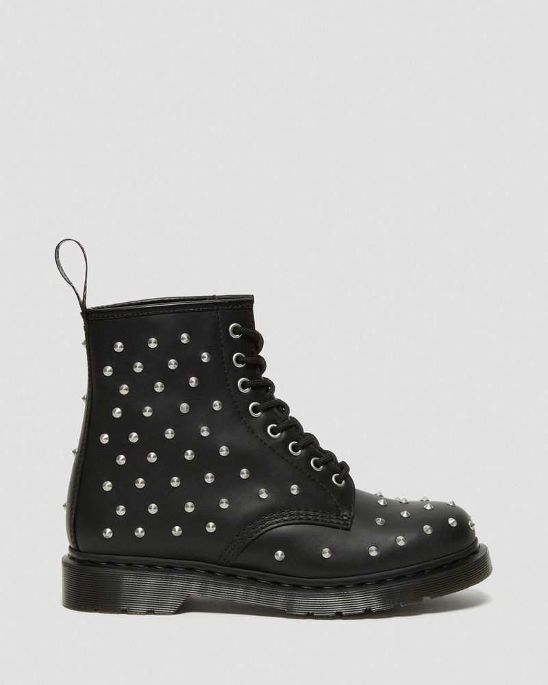 Dr Martin Martens 1460 Stud Wanama Leather Lace Up Boots (Wanama) Boots Black | HH09-C3XV