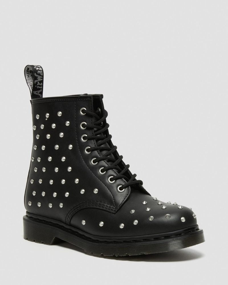 Dr Martin Martens 1460 Stud Wanama Leather Lace Up Boots (Wanama) Boots Black | HH09-C3XV