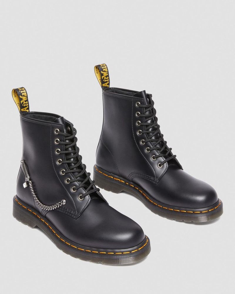 Dr Martin Martens 1460 Swarovski Leather Lace Up Boots (Smooth Leather) Shoes Black | CG54-T2CH