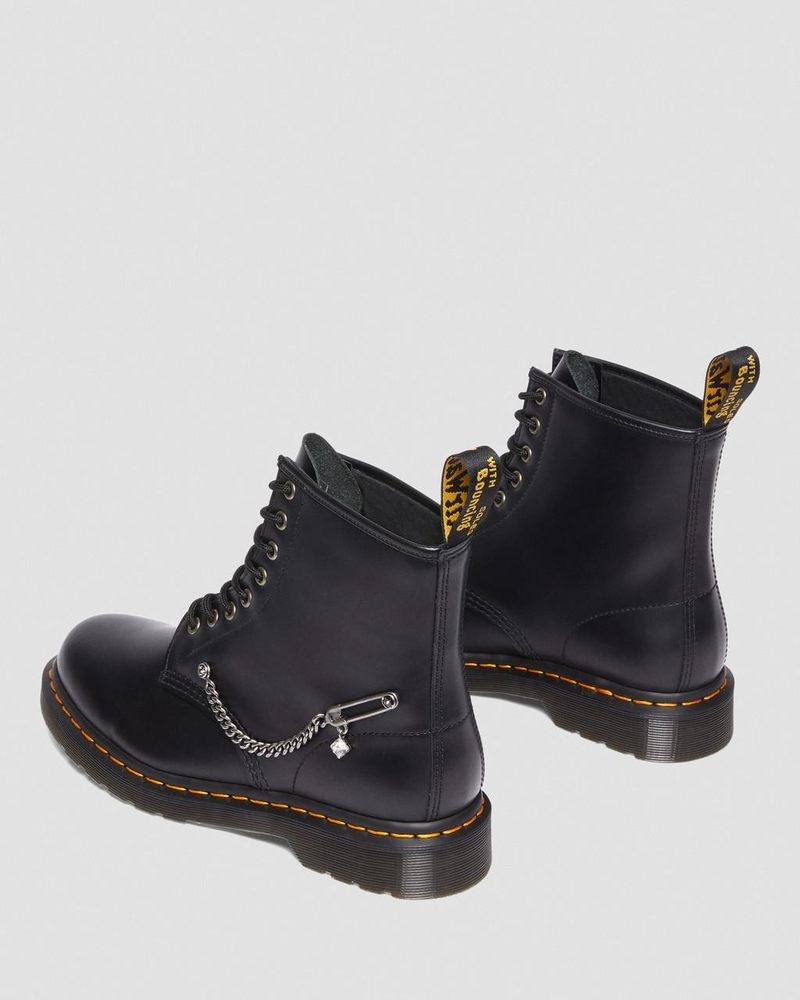 Dr Martin Martens 1460 Swarovski Leather Lace Up Boots (Smooth Leather) Shoes Black | CG54-T2CH