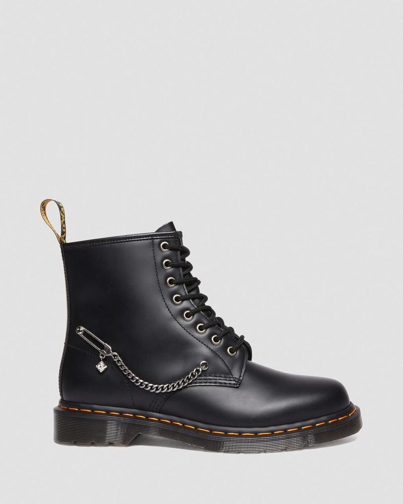 Dr Martin Martens 1460 Swarovski Leather Lace Up Boots (Smooth Leather) Shoes Black | CG54-T2CH