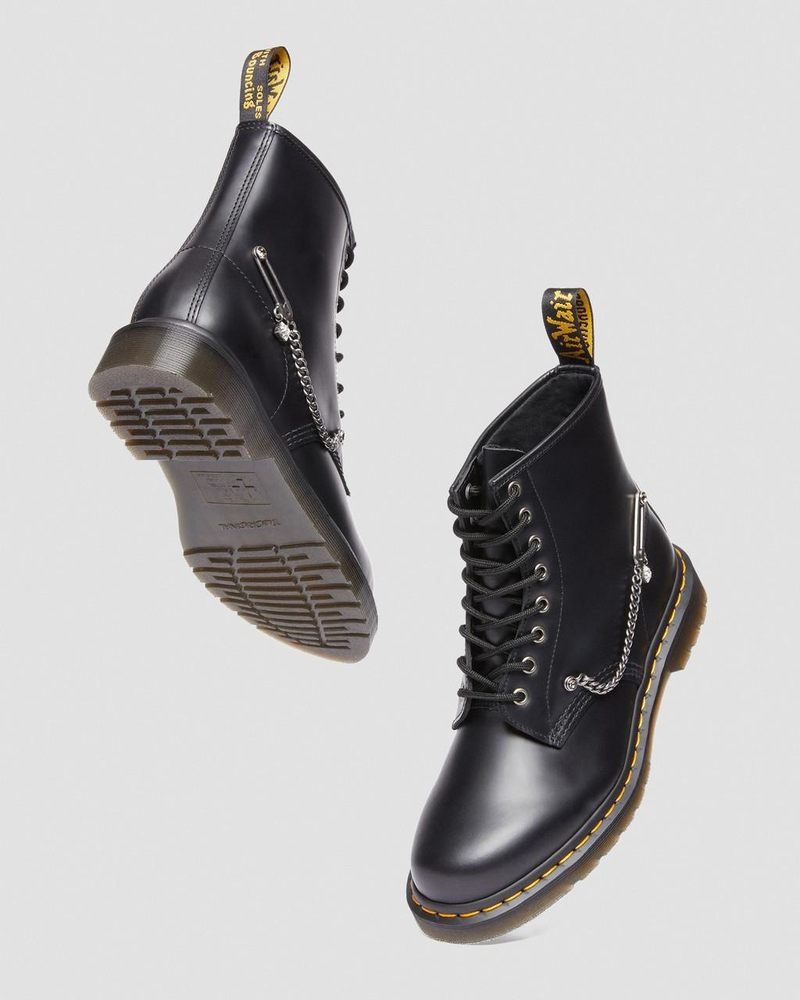 Dr Martin Martens 1460 Swarovski Leather Lace Up Boots (Smooth Leather) Shoes Black | CG54-T2CH