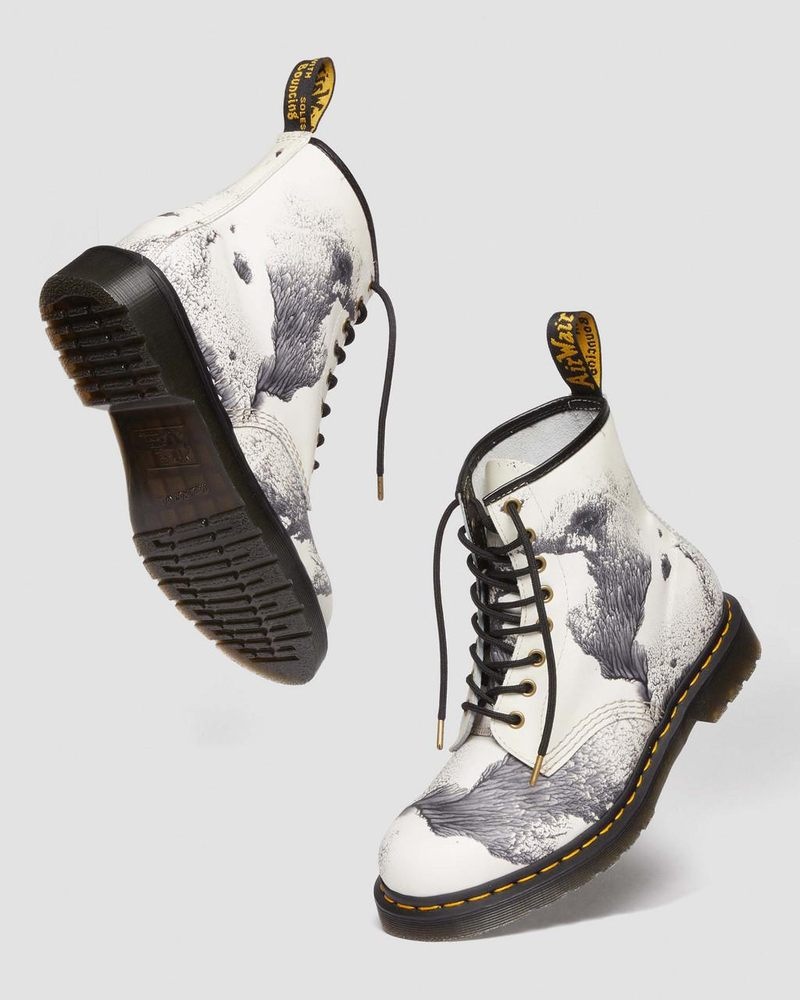 Dr Martin Martens 1460 Tate 'Decalcomania' Backhand Leather Lace Up Boots (Backhand) Boots Multi | FH63-F1PE