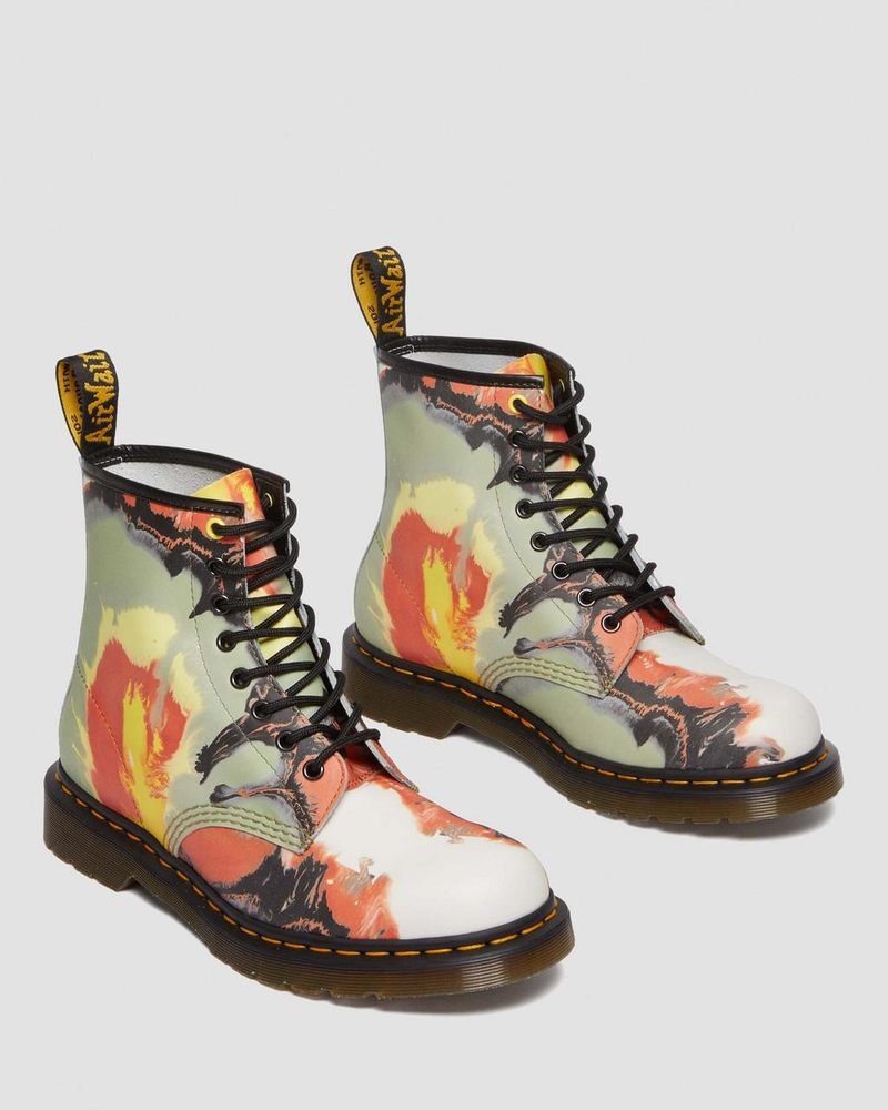 Dr Martin Martens 1460 Tate 'Volcanic Flare' Leather Lace Up Boots (Backhand) Boots Multi | ZM90-Q2RA