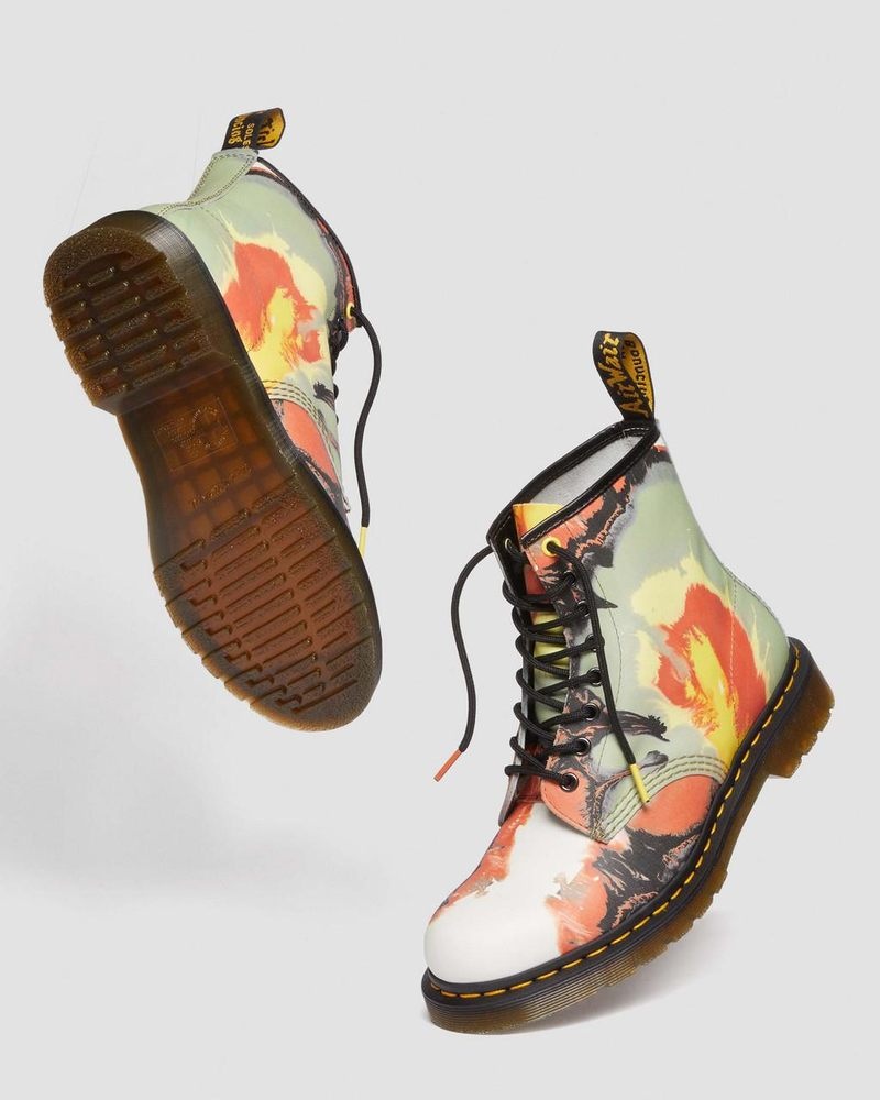 Dr Martin Martens 1460 Tate 'Volcanic Flare' Leather Lace Up Boots (Backhand) Boots Multi | ZM90-Q2RA