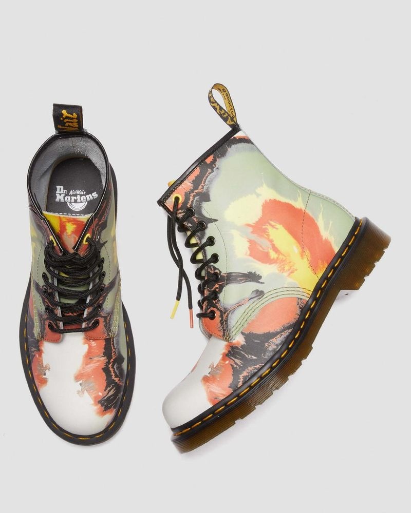 Dr Martin Martens 1460 Tate 'Volcanic Flare' Leather Lace Up Boots (Backhand) Boots Multi | ZM90-Q2RA