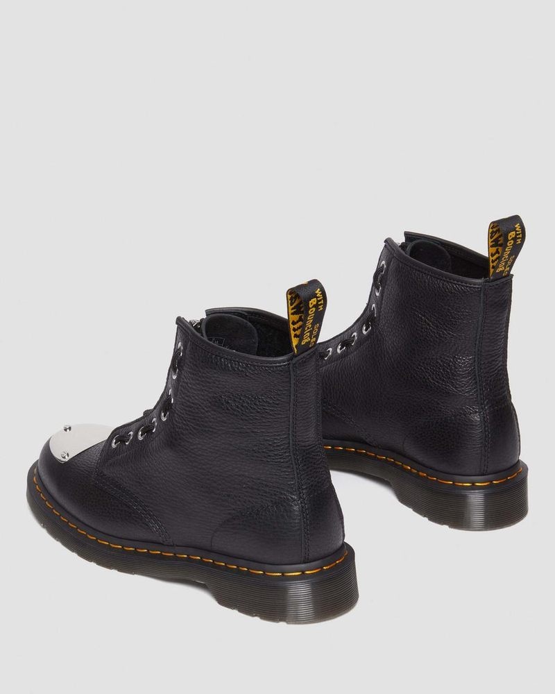 Dr Martin Martens 1460 Toe Plate Lunar Leather Jungle Zip Boots (Milled Nappa) Boots Black | VY09-V1RH