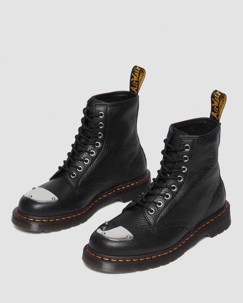 Dr Martin Martens 1460 Toe Plate Lunar Leather Jungle Zip Boots (Milled Nappa) Boots Black | CZ71-K9GA