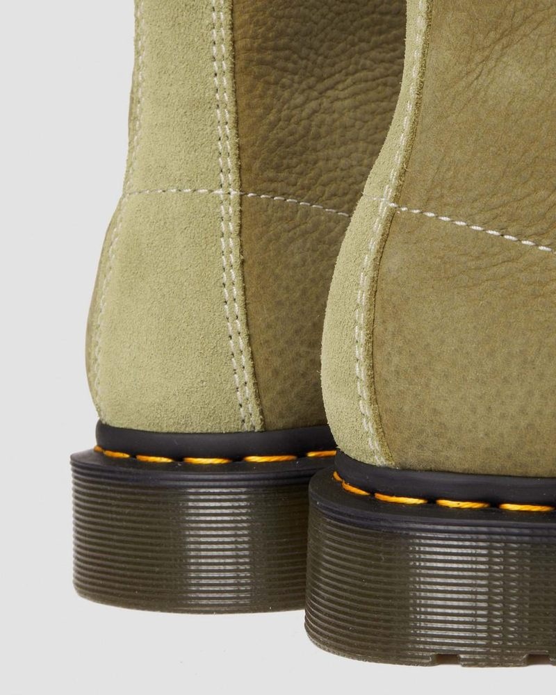 Dr Martin Martens 1460 Tumbled Nubuck Leather Lace Up Boots (Tumbled Nubuck) Boots Muted Olive | VE17-P2EV