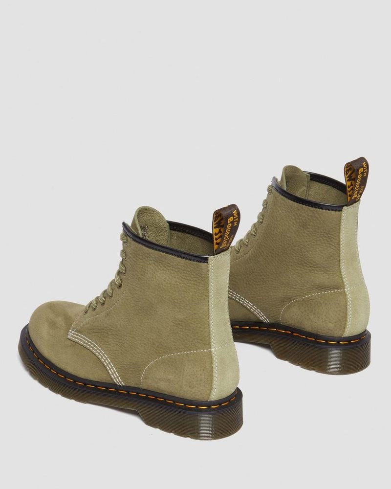 Dr Martin Martens 1460 Tumbled Nubuck Leather Lace Up Boots (Tumbled Nubuck) Boots Muted Olive | VE17-P2EV