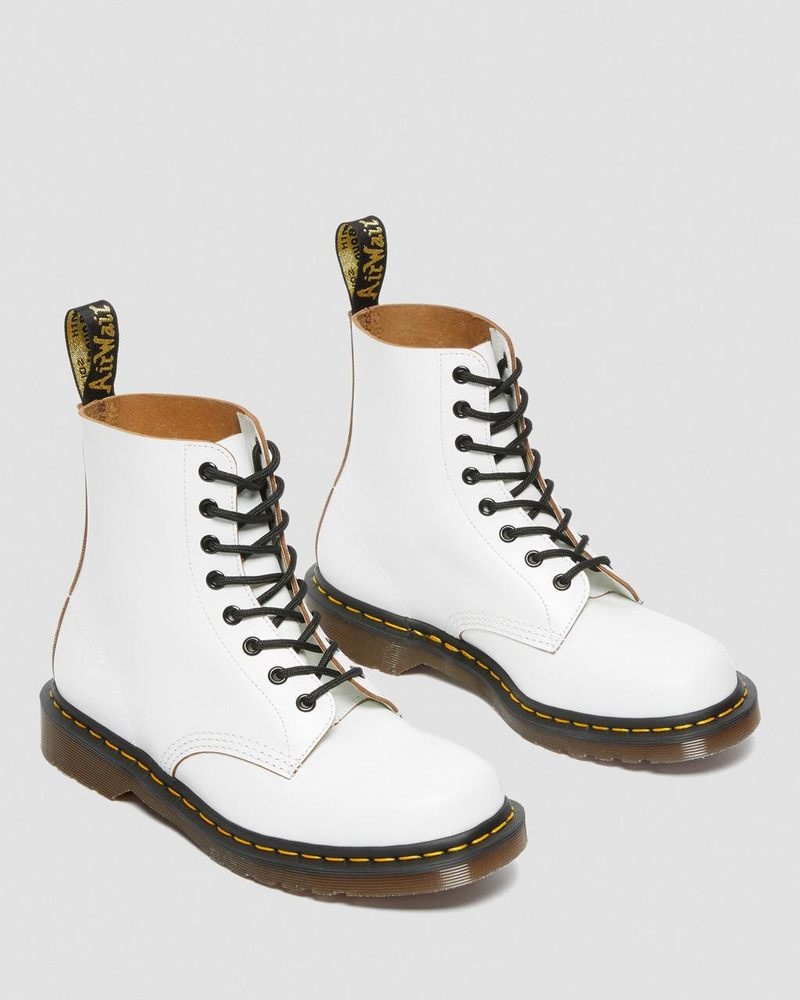 Dr Martin Martens 1460 Vintage Made in England Lace Up Boots (Quilon) Boots White | TR74-H4NK