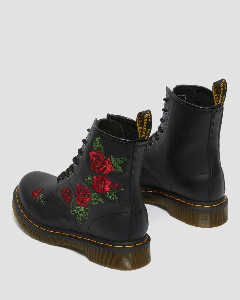 Dr Martin Martens 1460 Vonda Floral Leather Lace Up Boots (Softy T) Boots Black | ZW05-T8XR