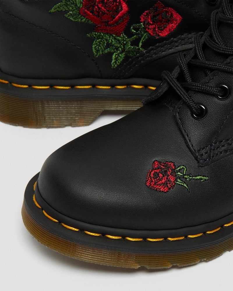 Dr Martin Martens 1460 Vonda Floral Leather Lace Up Boots (Softy T) Boots Black | ZW05-T8XR