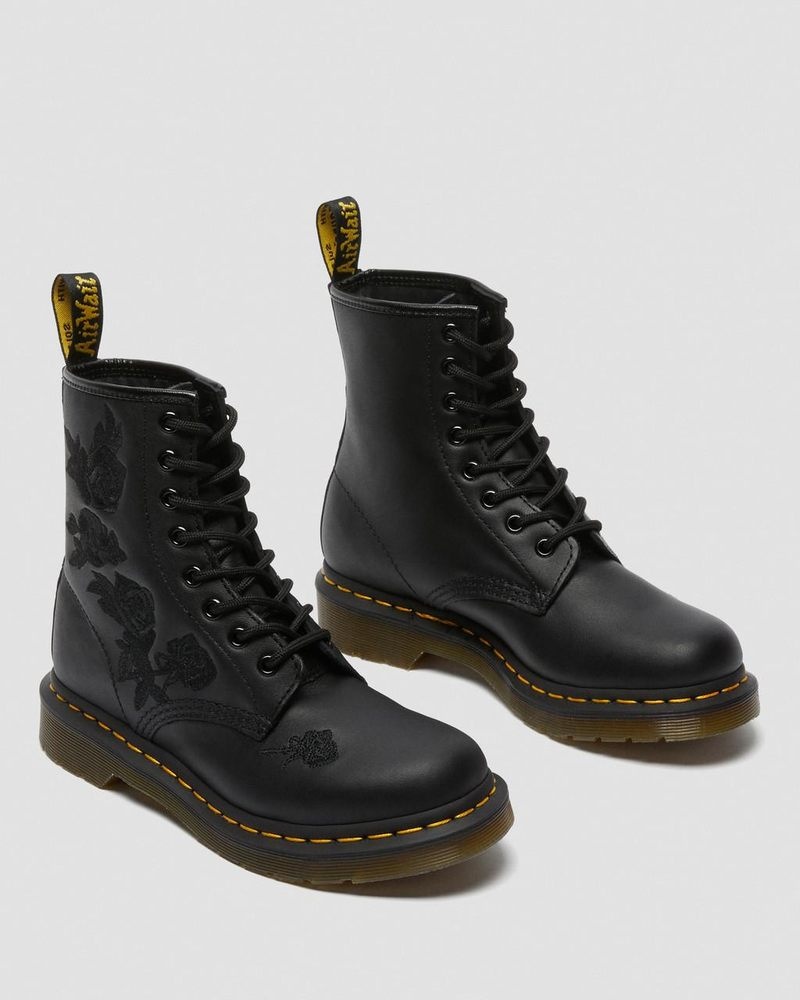 Dr Martin Martens 1460 Vonda Mono - Floral Boots (Softy T) Boots Black | TO54-W0GC